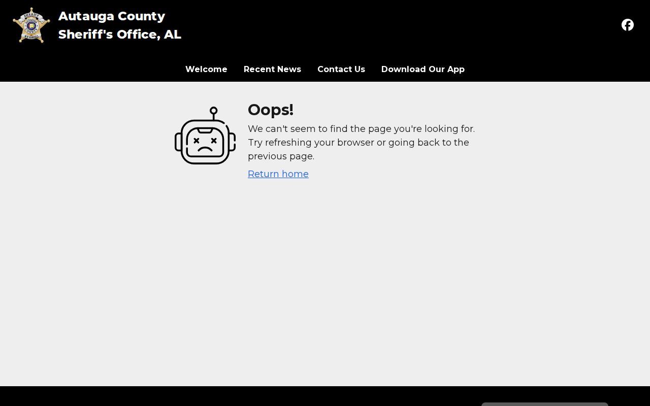 Autauga County Sheriff official app page for arrest and public-safety information